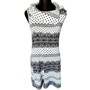 Papillon Women's Sleeveless Polka Dot & Floral Pattern Casual Dress sz(M)